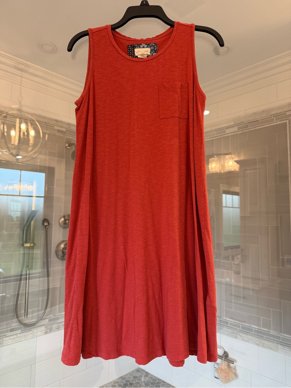 Lucy & Laurel Red Sleeveless Swing Dress with Chest Pocket